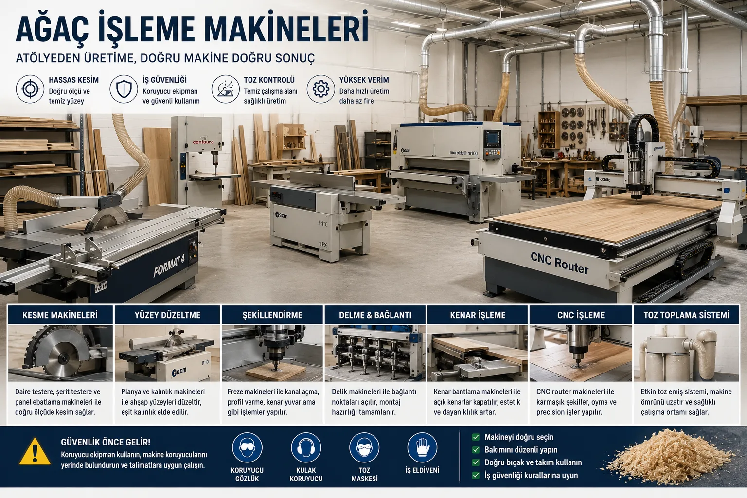 Ağaç İşleme Makinesi Nedir? Atölye ve Üretimde Hangi Makine Ne İşe Yarar?