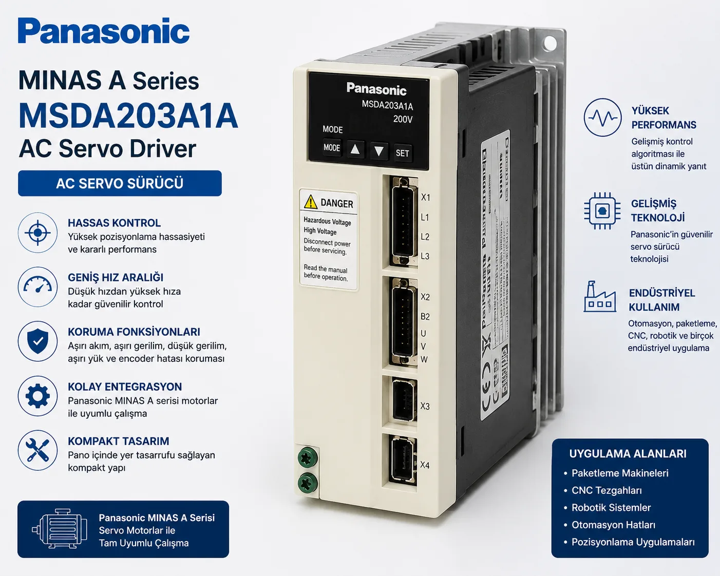 Panasonic MINAS A MSDA203A1A AC Servo Sürücü