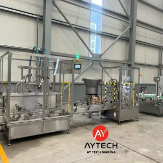 2 Nozullu Flowmetreli Sıvı Dolum Makinesi | Otomatik Dolum Hattı